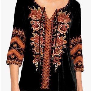Velvet embroidered tunic